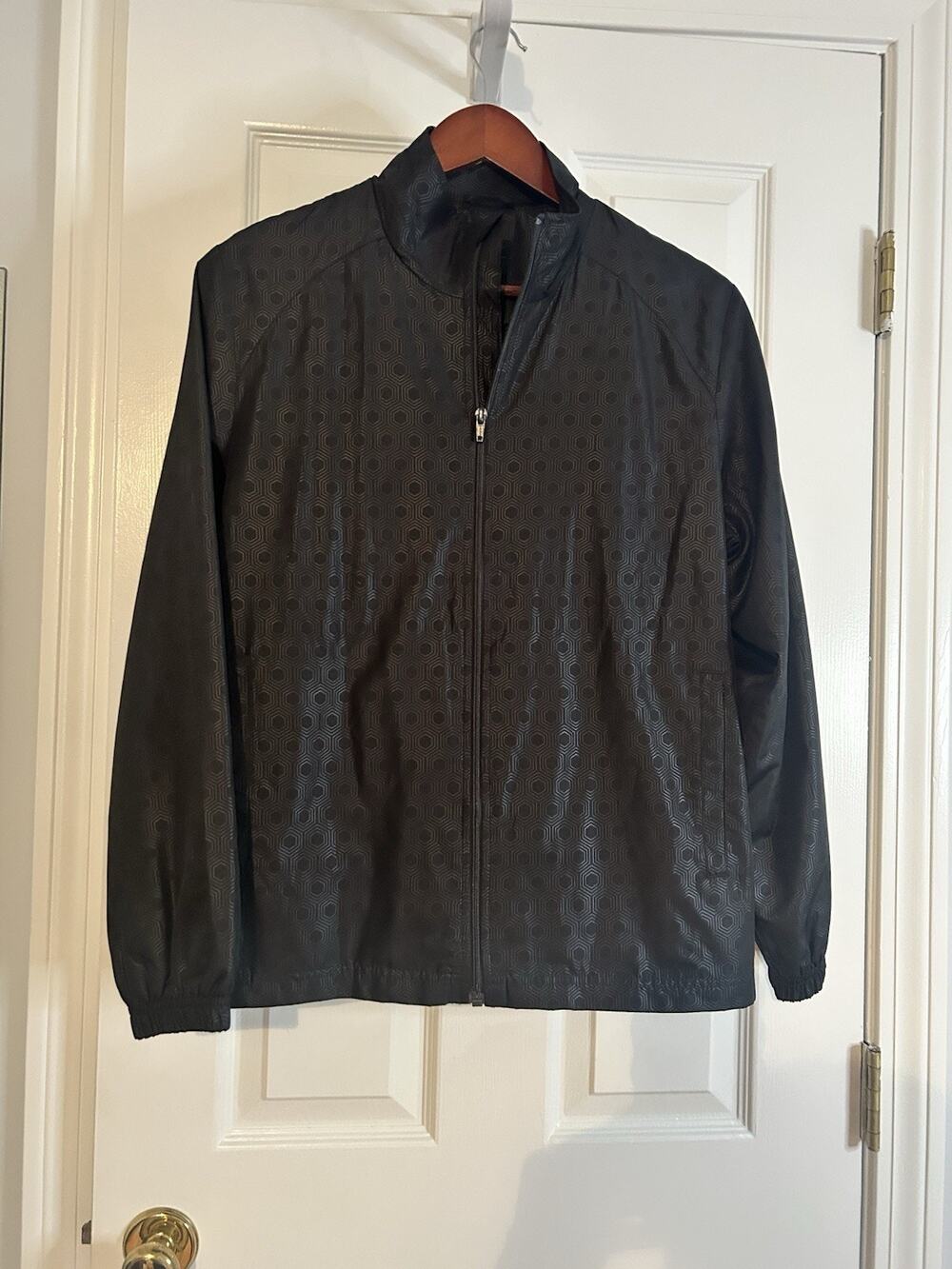 Everlast Women’s Large Black Geometric Windbreaker Full Zip Jacket
